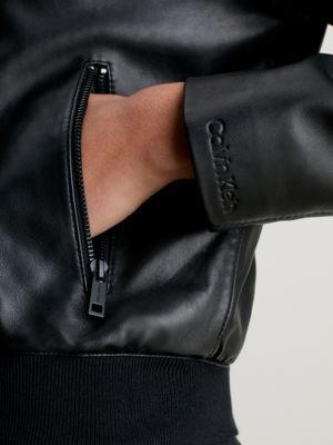 Calvin klein leather outlet jacket with fur