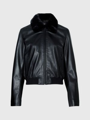 Calvin klein leather jacket on sale womens