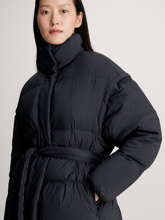 black seamless convertible down jacket for women calvin klein