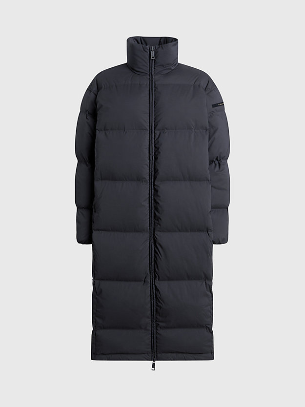 ck black seamless down maxi coat for women calvin klein