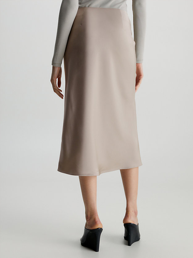 medium taupe satin midi skirt for women calvin klein