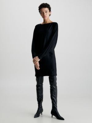 Black knit 2025 shift dress