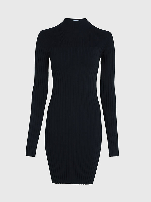 ck black wąska sukienka mini z materiału ściągaczowego dla kobiety - calvin klein