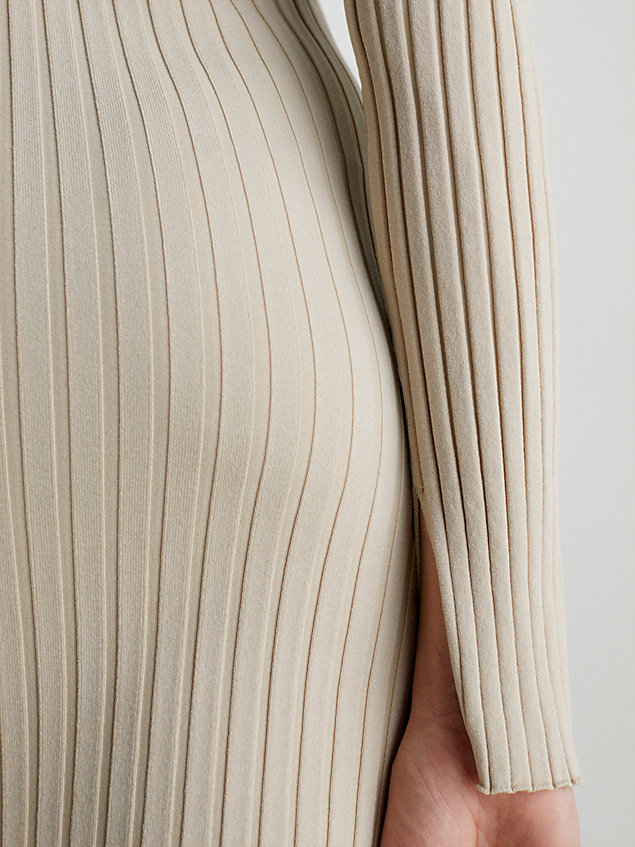 beige wąska sukienka mini z materiału ściągaczowego dla kobiety - calvin klein