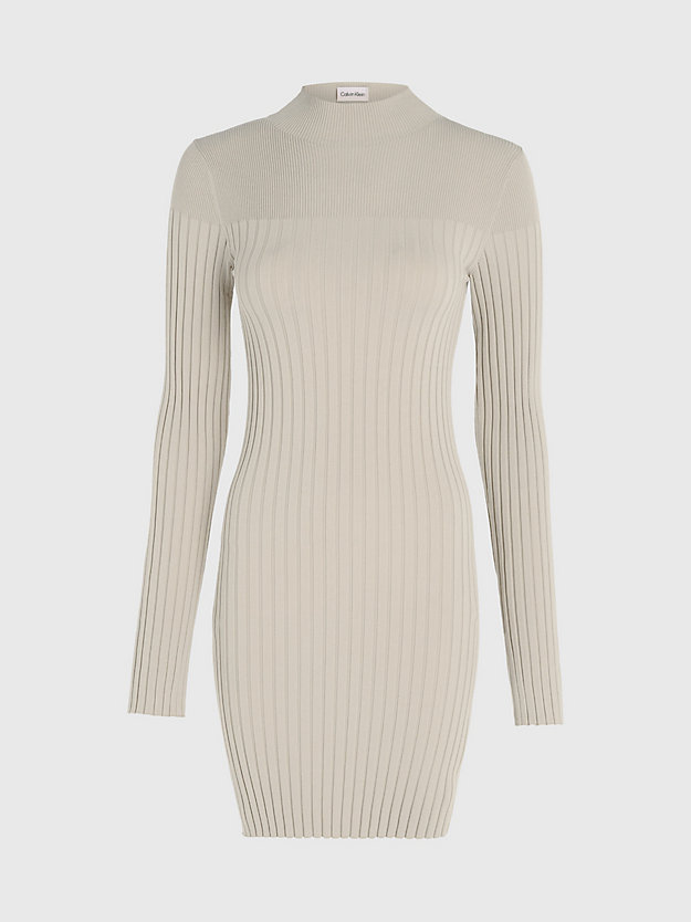 oxford tan wąska sukienka mini z materiału ściągaczowego dla kobiety - calvin klein