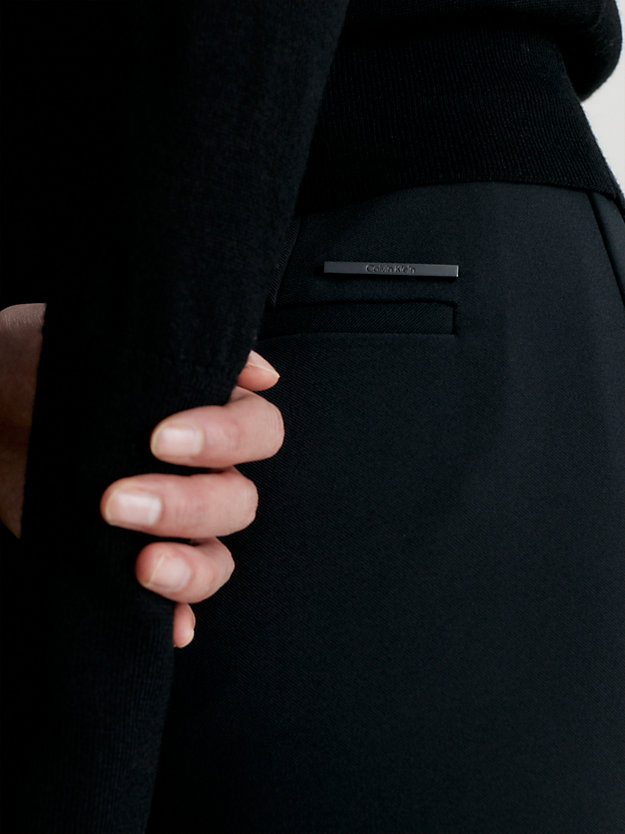 pantalon droit structuré en sergé ck black pour femmes calvin klein
