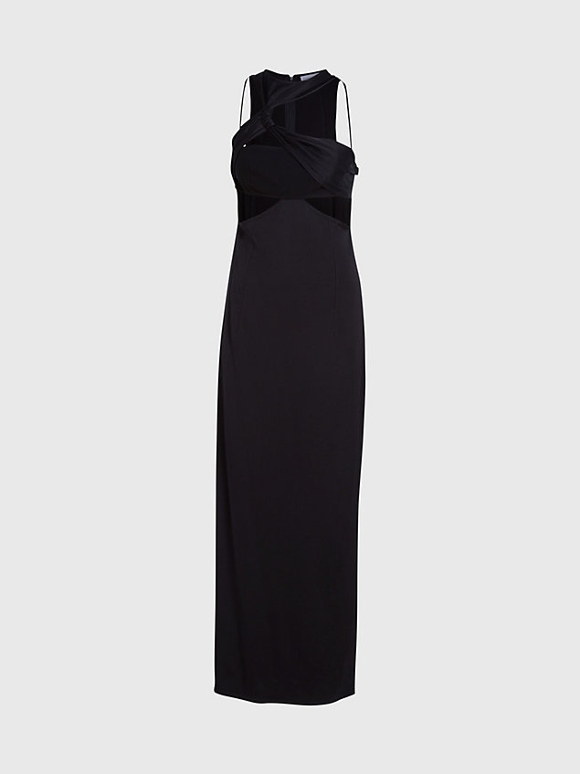 vestido largo slim recortado black de mujer calvin klein