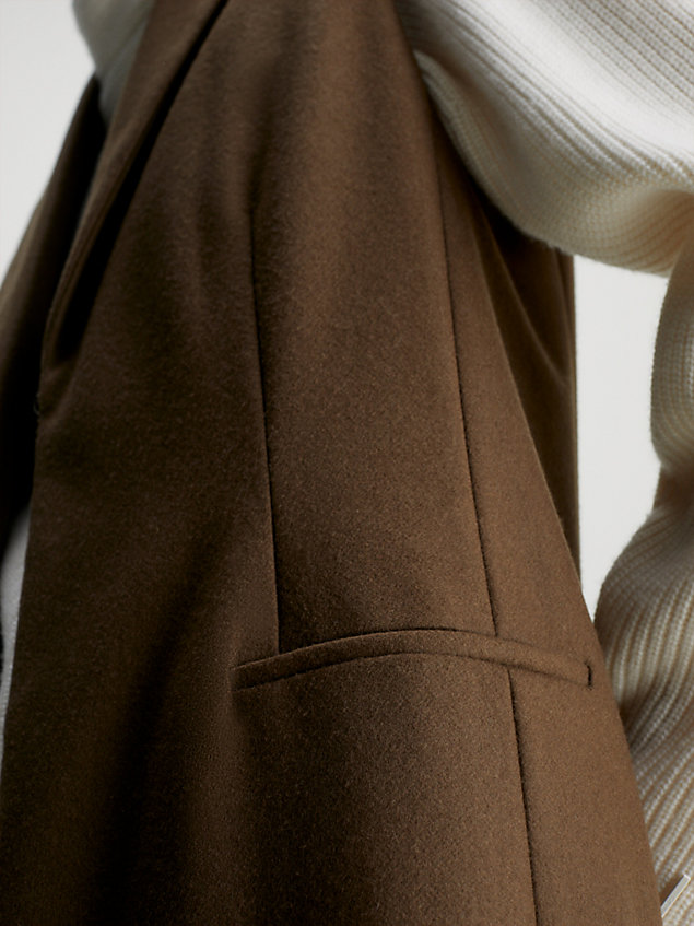 chaleco largo tailored de lana brown de mujer calvin klein