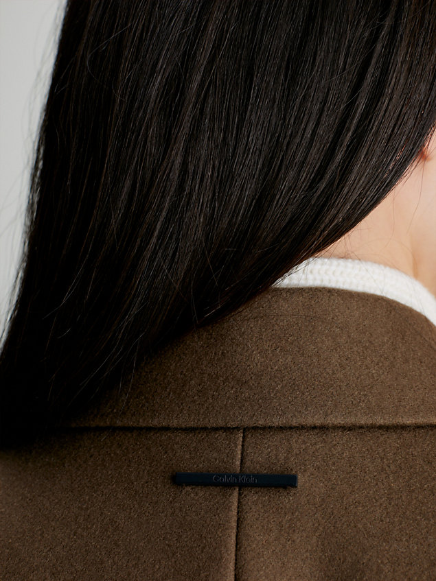 brown wool tailored longline gilet for women calvin klein