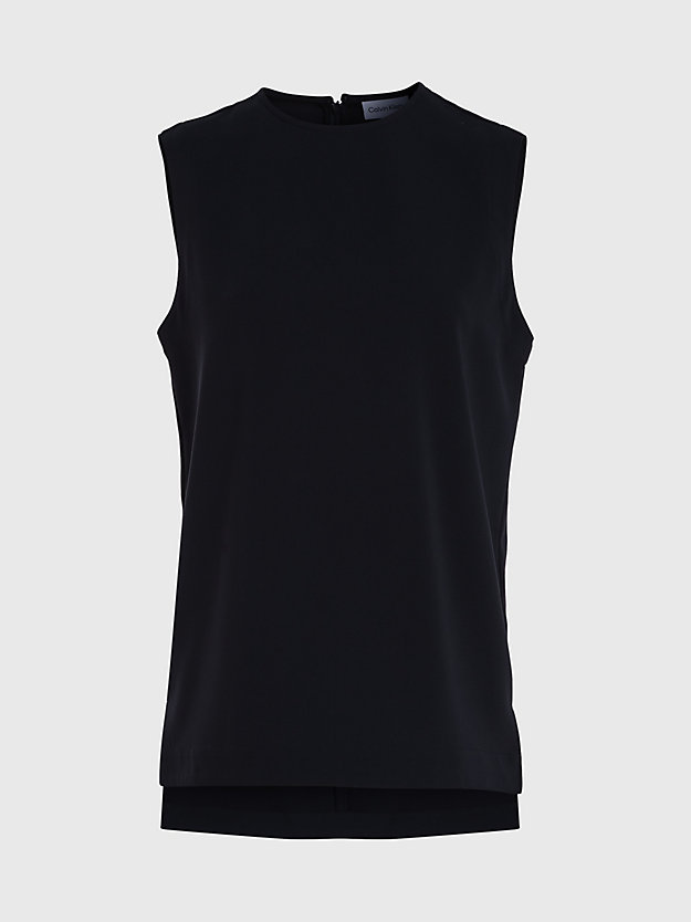 ck black structured twill sleeveless top for women calvin klein