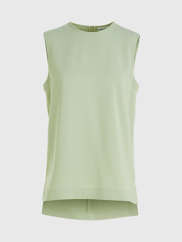 green structured twill sleeveless top for women calvin klein