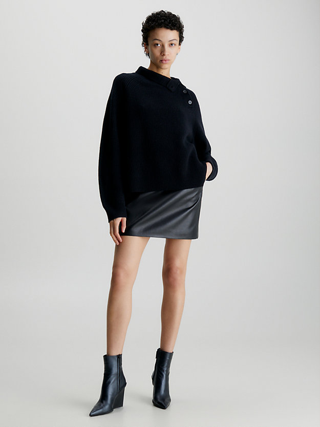 ck black leather mini skirt for women calvin klein