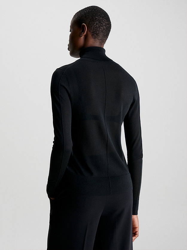 maglione a collo alto trasparente vestibilità slim ck black da donna calvin klein