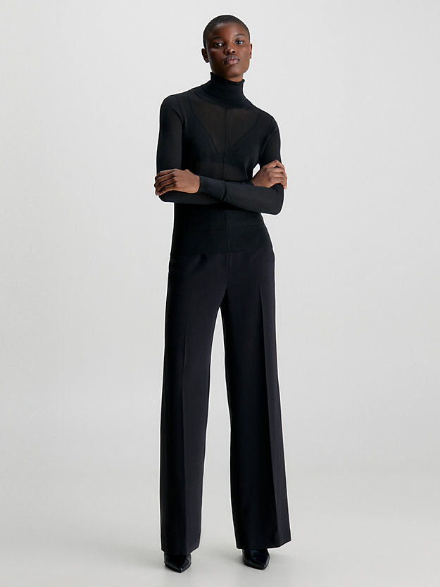 maglione a collo alto trasparente vestibilità slim ck black da donna calvin klein