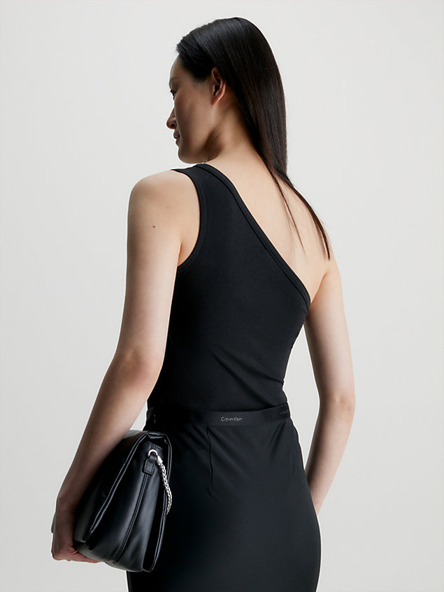 black wąski top z modalu na jedno ramię dla kobiety - calvin klein