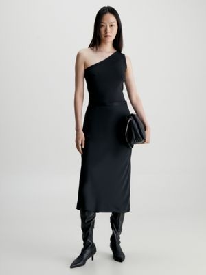 Calvin klein black one shoulder clearance dress