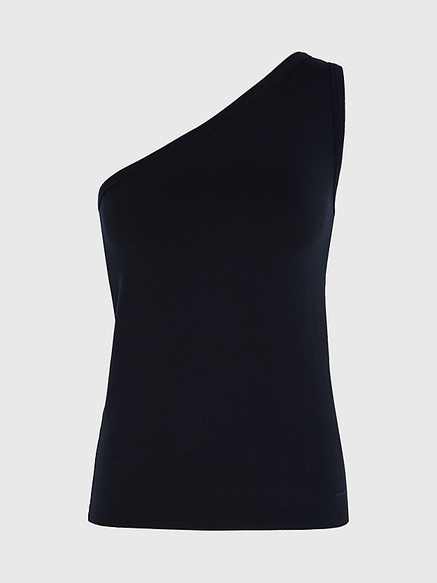 ck black slim modal one shoulder top for women calvin klein