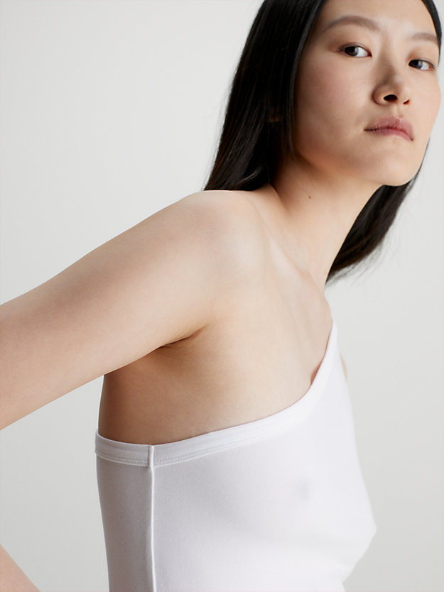 bright white slim modal one shoulder top for women calvin klein