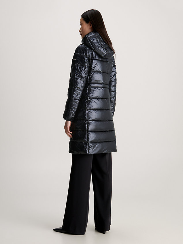 black slim padded drawstring coat for women calvin klein