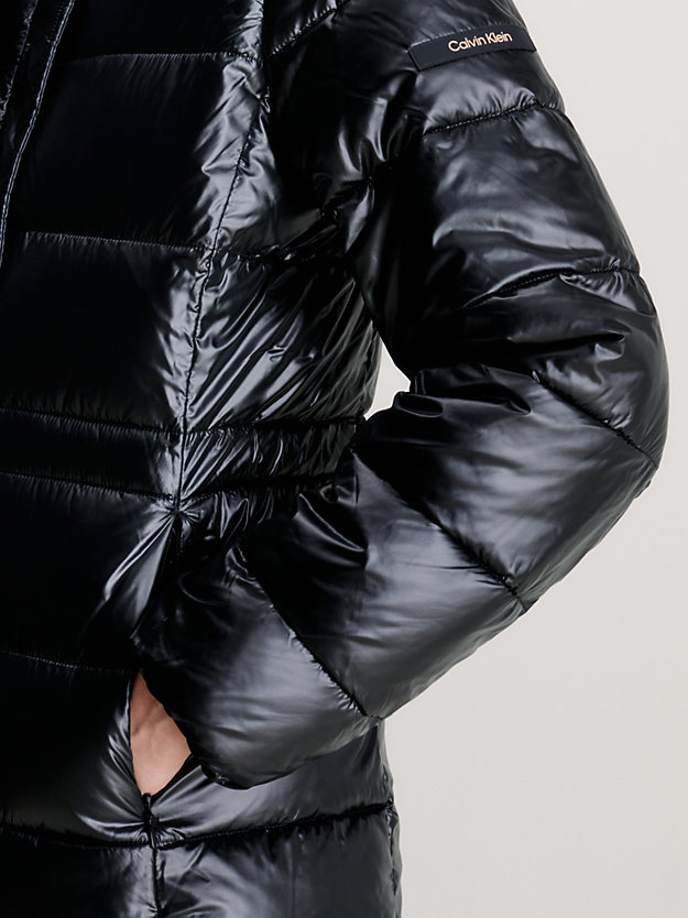 manteau slim matelassé à cordon de serrage ck black pour femmes calvin klein