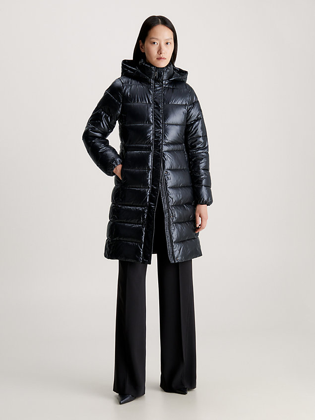 abrigo slim con relleno y cordón black de mujer calvin klein