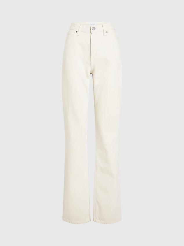 white mid rise relaxed bootcut jeans for women calvin klein