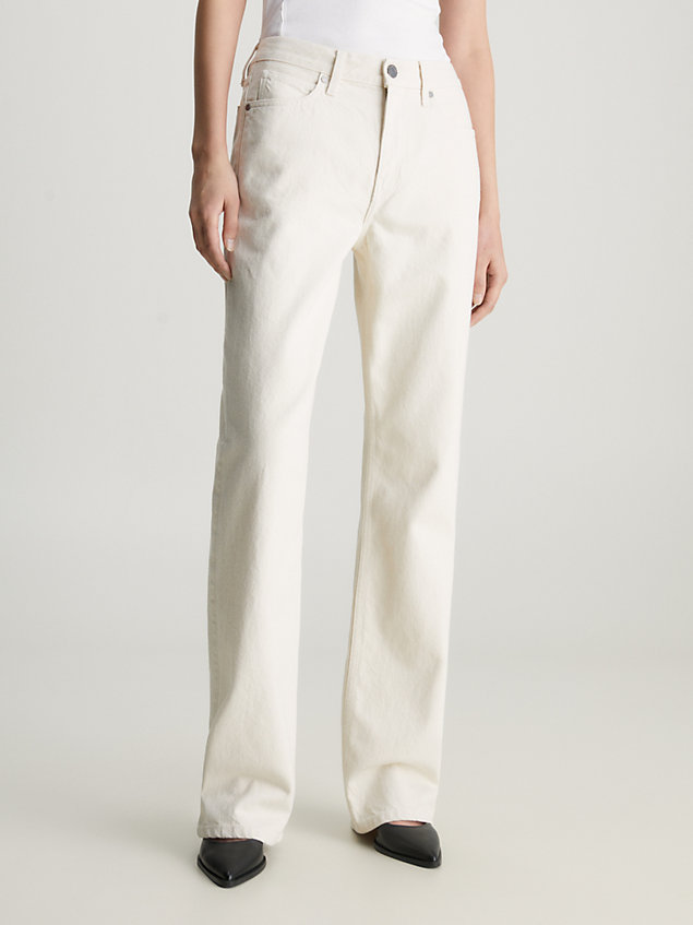 white mid rise relaxed bootcut jeans für damen - calvin klein