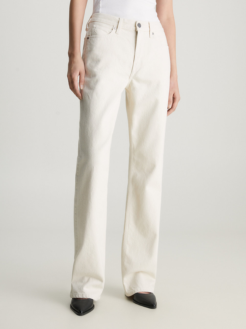 ECRU > Mid Rise Relaxed Bootcut Jeans > undefined dames - Calvin Klein