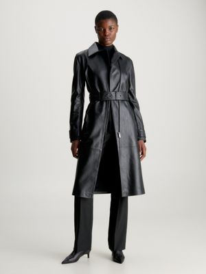 Calvin klein black shop trench coat womens