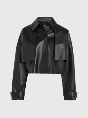 Black leather shop jacket calvin klein