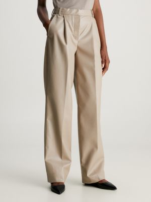 Calvin Klein High Waist Pleated Wide Leg Pant