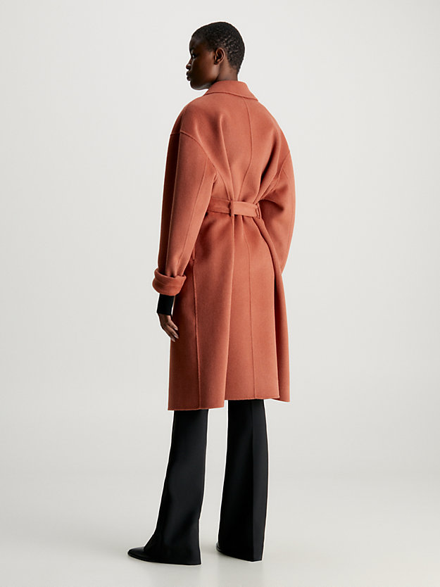 baked clay wool belted wrap coat for women calvin klein