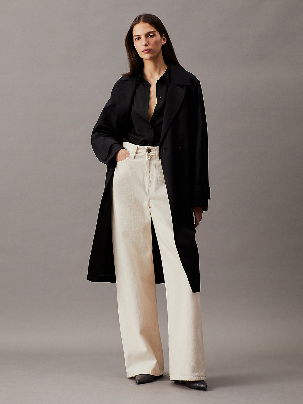 CK BLACK > Cotton Twill Trench Coat > undefined Women - Calvin Klein