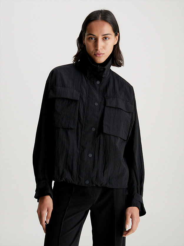 giacca in nylon increspato taglio relaxed ck black da donna calvin klein