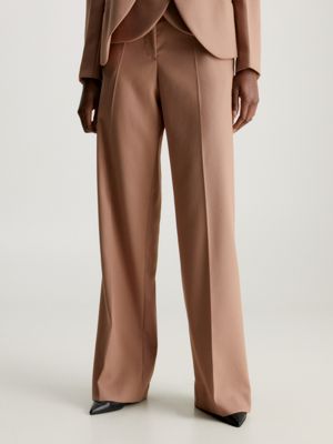 Pantalón de vestir en sarga - Beige - MUJER