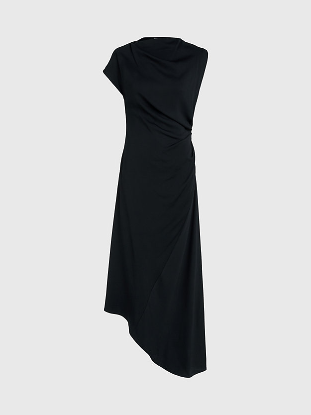 ck black gedrapeerde halflange crêpe jurk voor dames - calvin klein