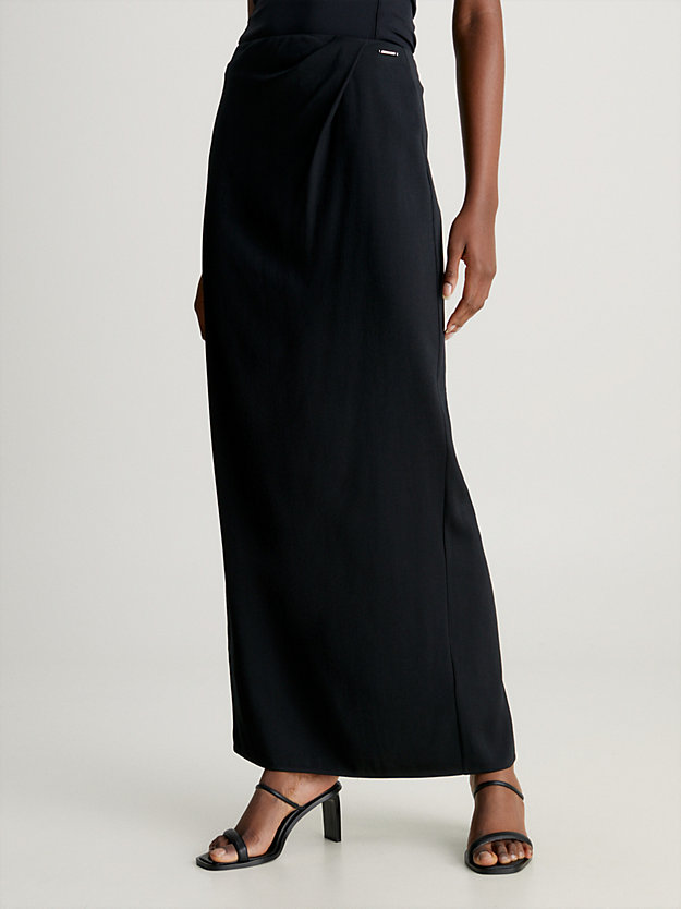 ck black crepe draped maxi skirt for women calvin klein