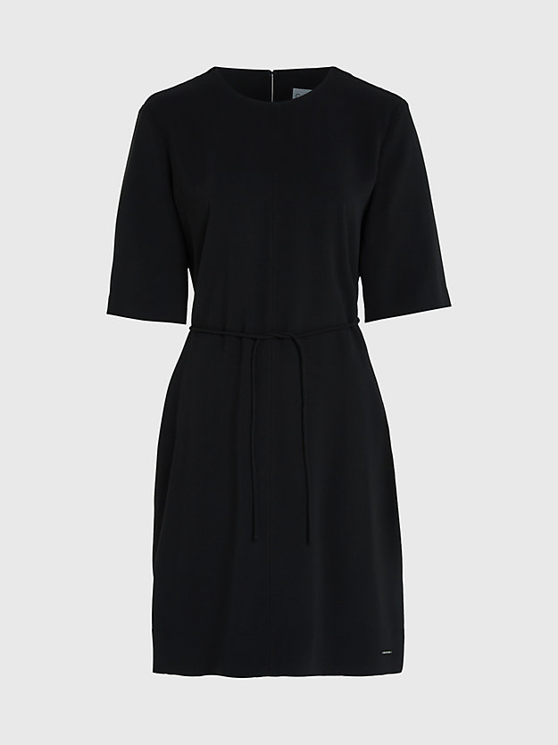 ck black soft twill belted mini dress for women calvin klein