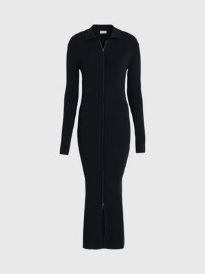 CALVIN KLEIN JEANS - Women's ribbed viscose zip dress 