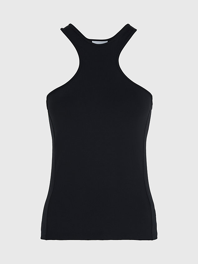 camiseta de tirantes de nadador de punto elástico black de mujer calvin klein