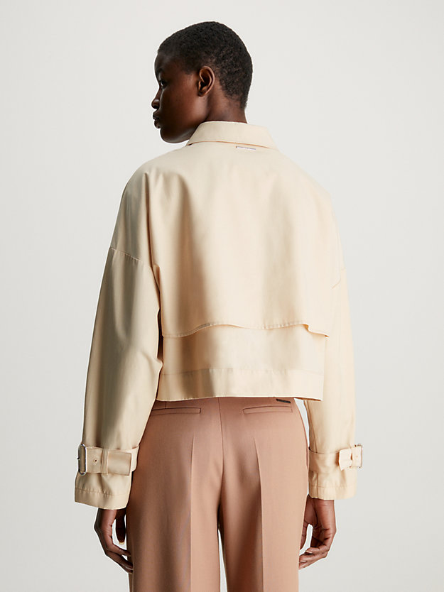 sandstone beige technical cotton trench jacket for women calvin klein