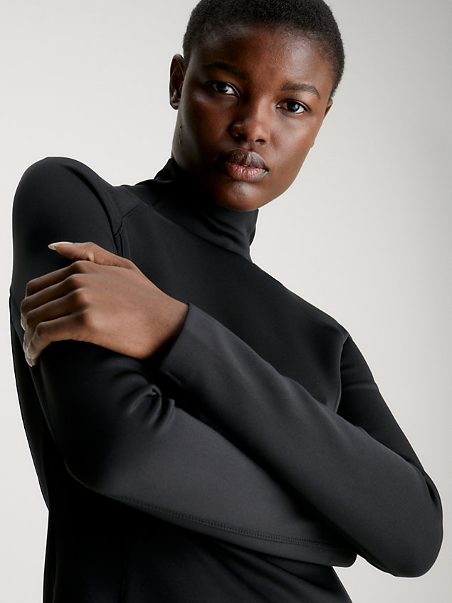 black stretch knit long sleeve dress for women calvin klein