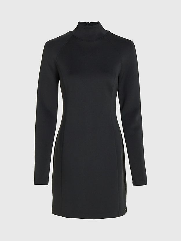 ck black stretch knit long sleeve dress for women calvin klein