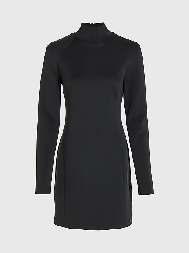 black stretch knit long sleeve dress for women calvin klein