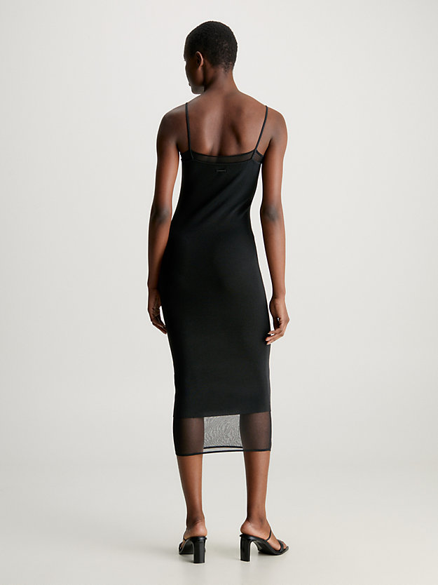 robe nuisette mi-longue à pans transparents ck black pour femmes calvin klein