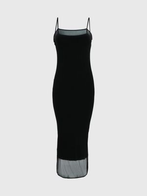 Sheer Panel Midi Slip Dress Calvin Klein® | K20K206471BEH