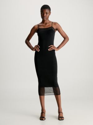 Sheer Panel Midi Slip Dress Calvin Klein® | K20K206471BEH