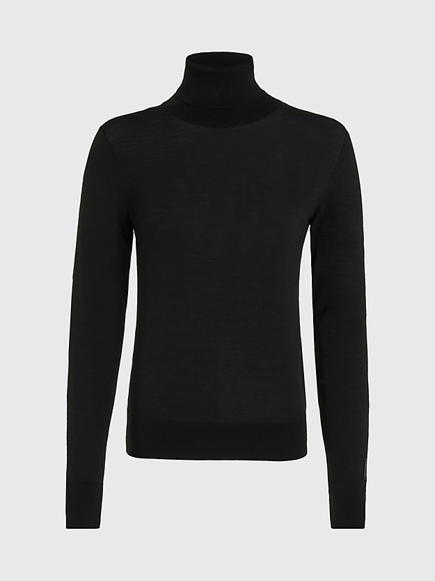 ck black sheer panel roll neck jumper for women calvin klein
