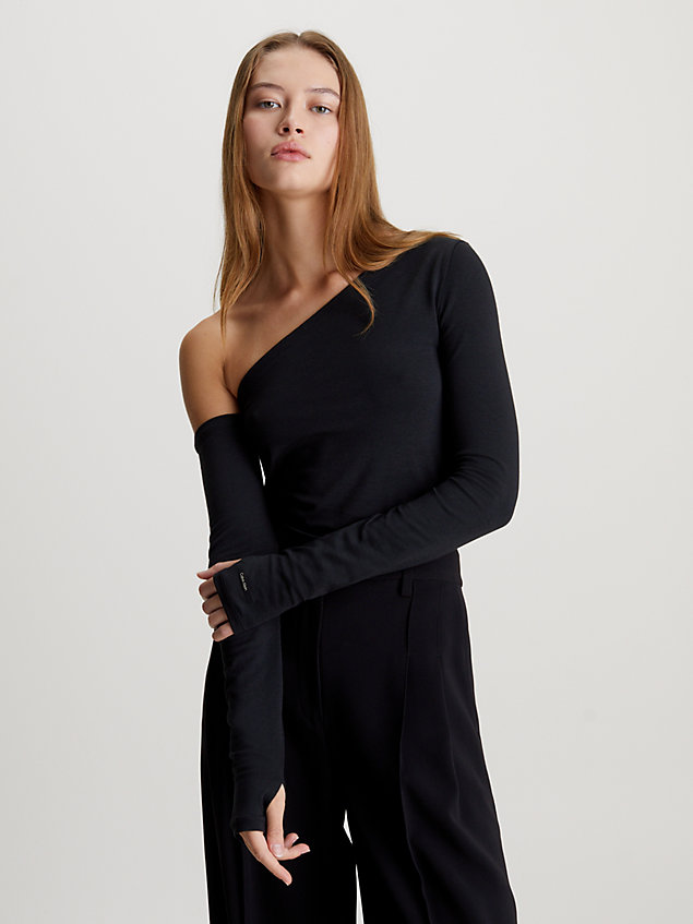 black top na jedno ramię z bawełny modalnej dla kobiety - calvin klein