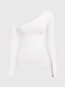 bright white one-shoulder-top aus baumwoll-modal für damen - calvin klein